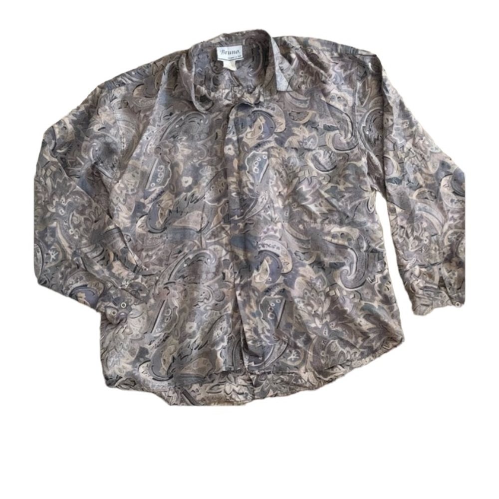 Bruno | 100% Pure Silk Button Down Shirt Vintage Collar Paisley Print